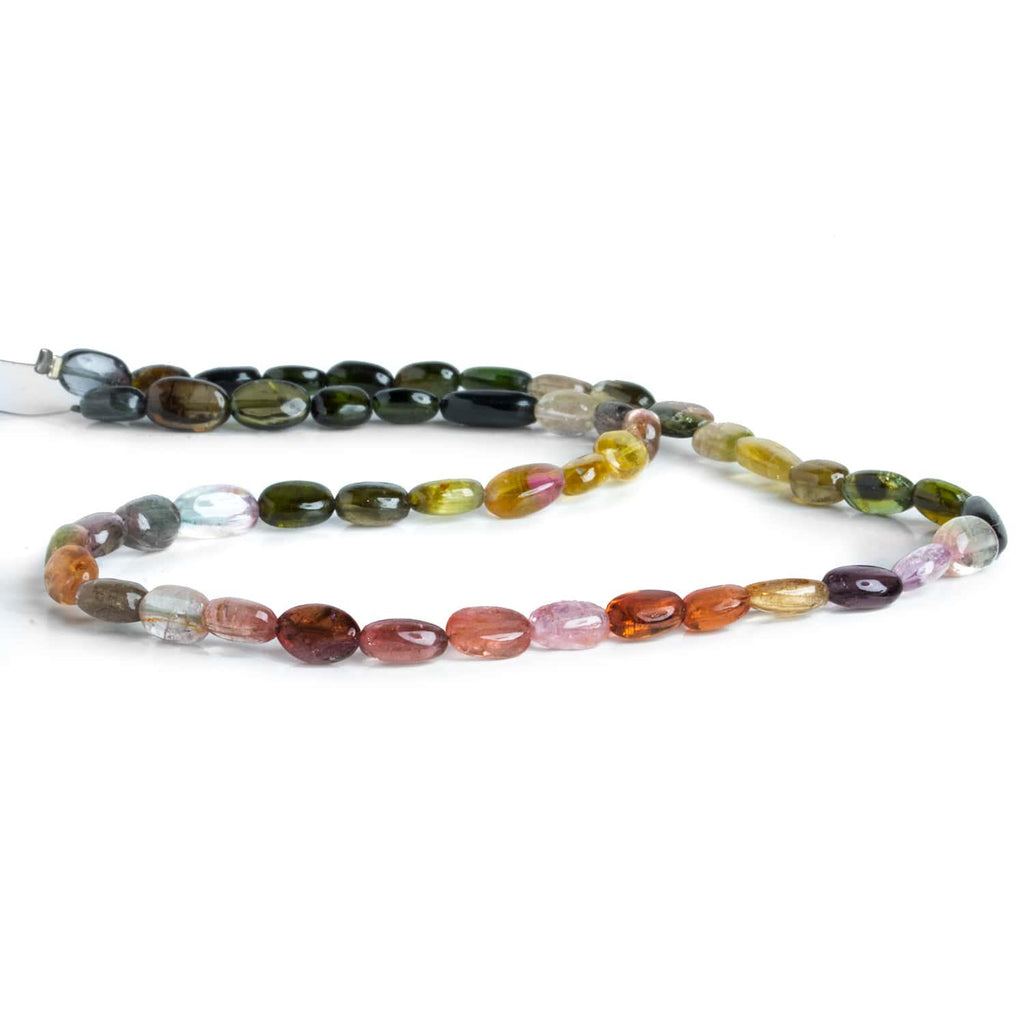 Multi Color Tourmaline Plain Ovals 13 inch 45 beads - The Bead Traders