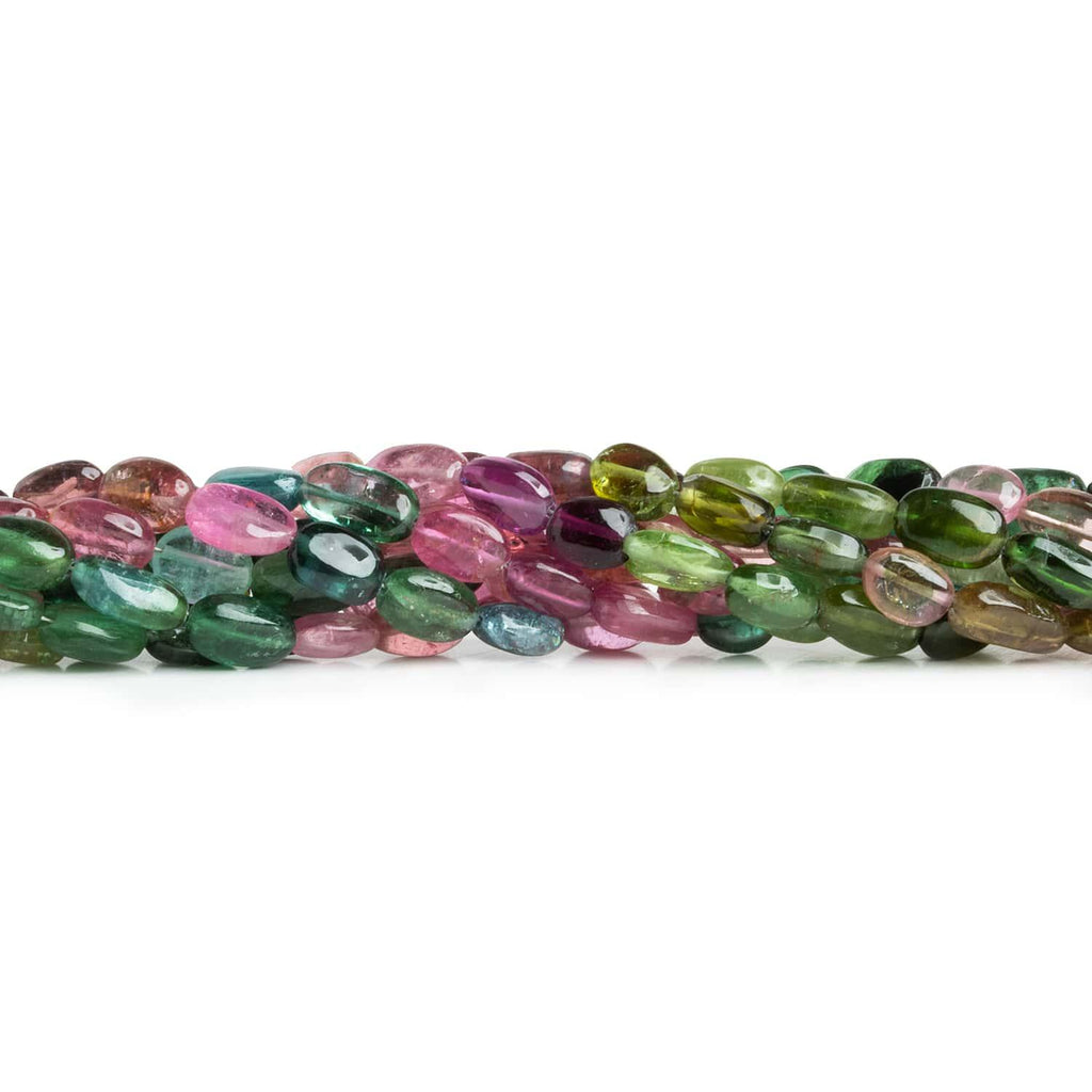 Multi Color Tourmaline Plain Ovals 15 inch 45 beads - The Bead Traders