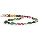 Multi Color Tourmaline Plain Ovals 15 inch 45 beads - The Bead Traders