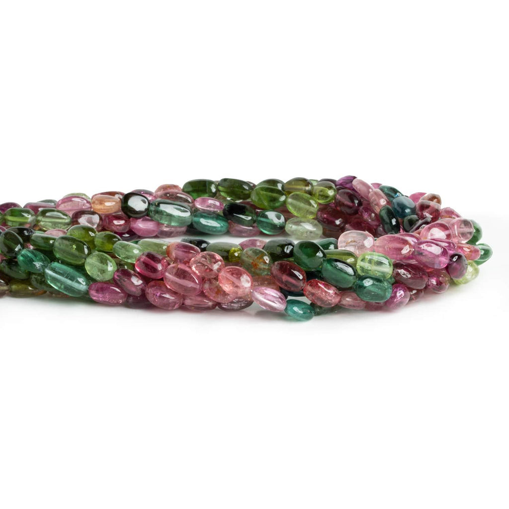 Multi Color Tourmaline Plain Ovals 15 inch 45 beads - The Bead Traders