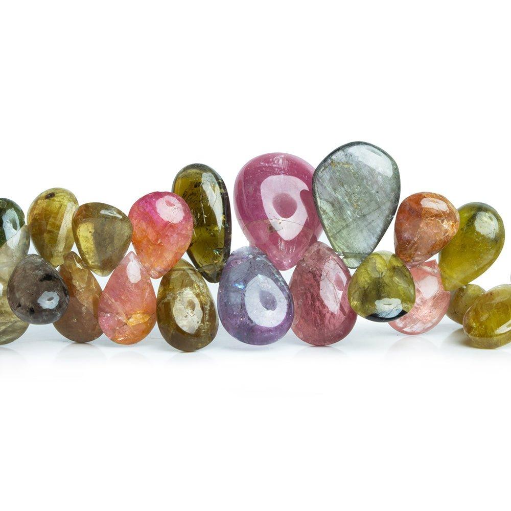 Multi Color Tourmaline Plain Pear Beads 7.5 inch 60 pcs - The Bead Traders
