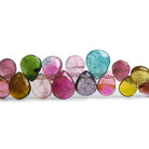 Multi Color Tourmaline Plain Pear Beads 8 inch 55 pcs - The Bead Traders