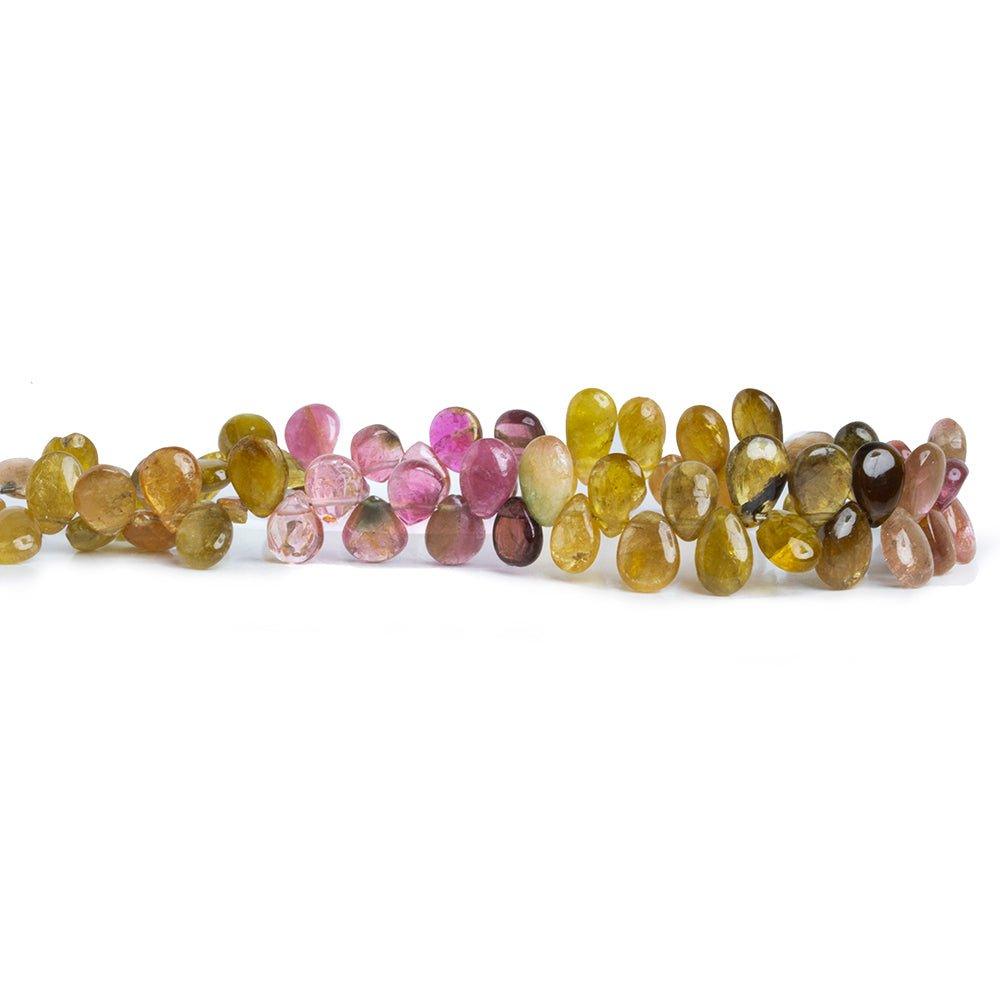 Multi Color Tourmaline Plain Pear Beads 8 inch 64 pcs - The Bead Traders