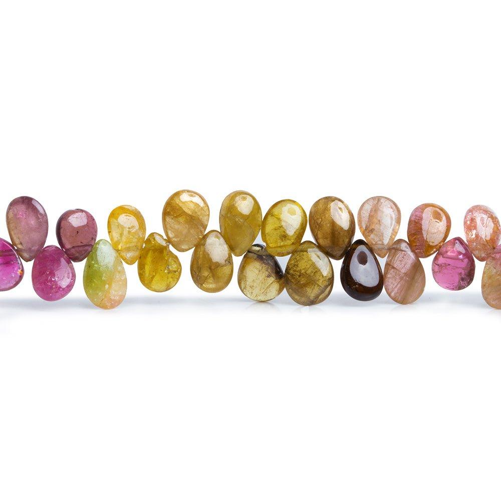 Multi Color Tourmaline Plain Pear Beads 8 inch 64 pcs - The Bead Traders