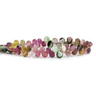 Multi Color Tourmaline Plain Pear Beads 8 inch 65 pcs - The Bead Traders