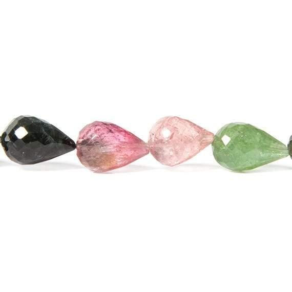 Multi Color Tourmaline Straight Drilled Tear Drops 7 inch 19 pieces - The Bead Traders