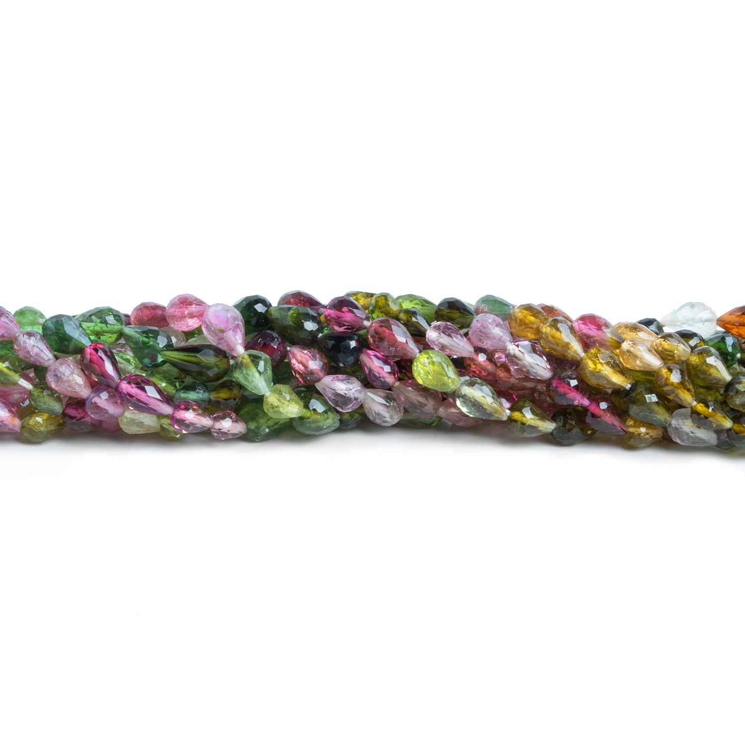 Multi Color Tourmaline Teardrops 15 inch 85 pieces - The Bead Traders