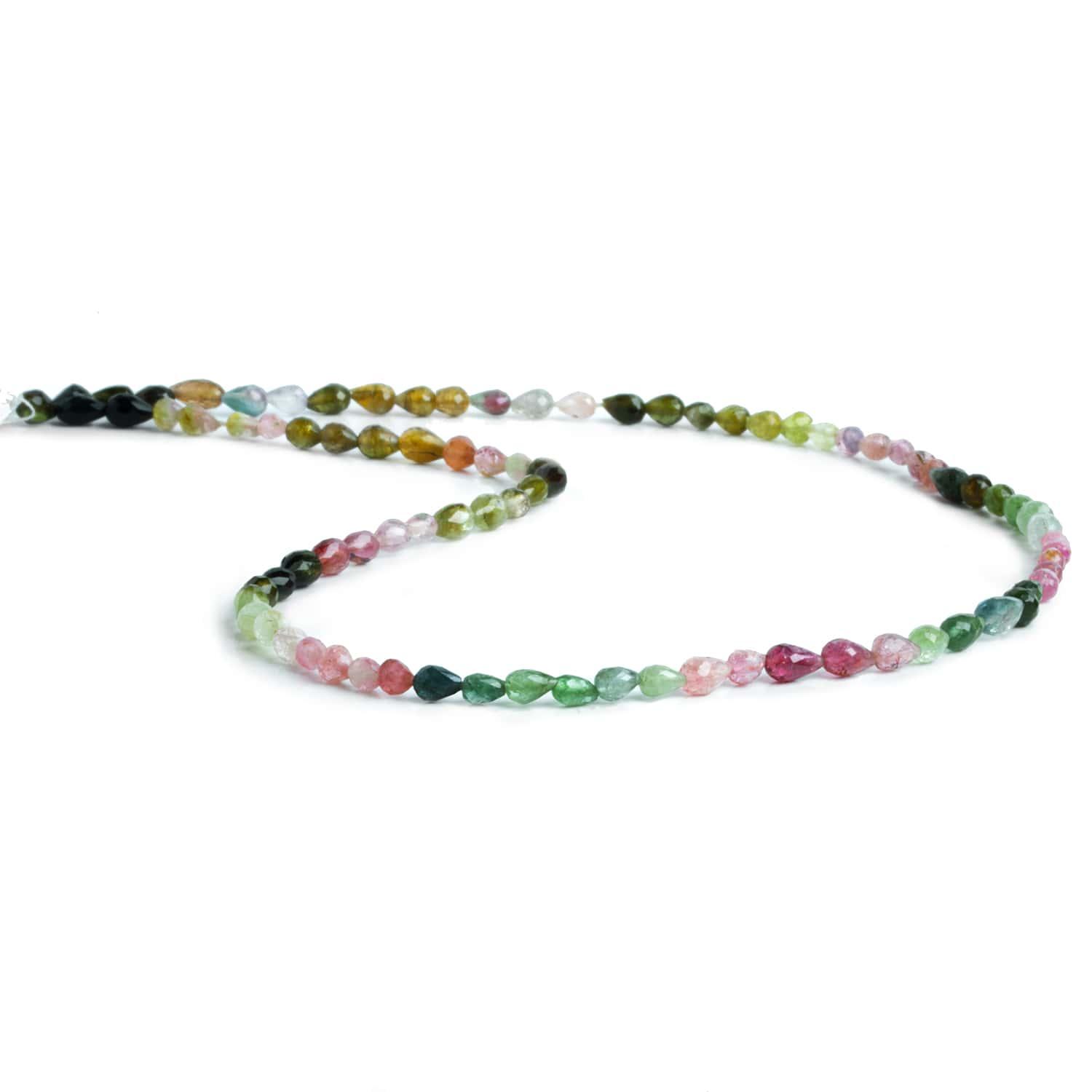 Multi Color Tourmaline Teardrops 15 inch 85 pieces - The Bead Traders
