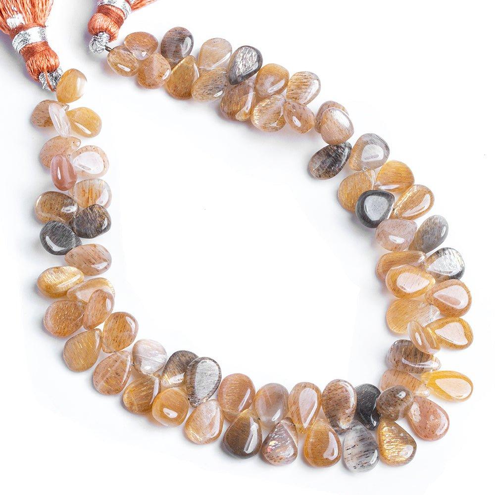 Multi Feldspar Plain Pear Beads 8 inch 70 pieces - The Bead Traders