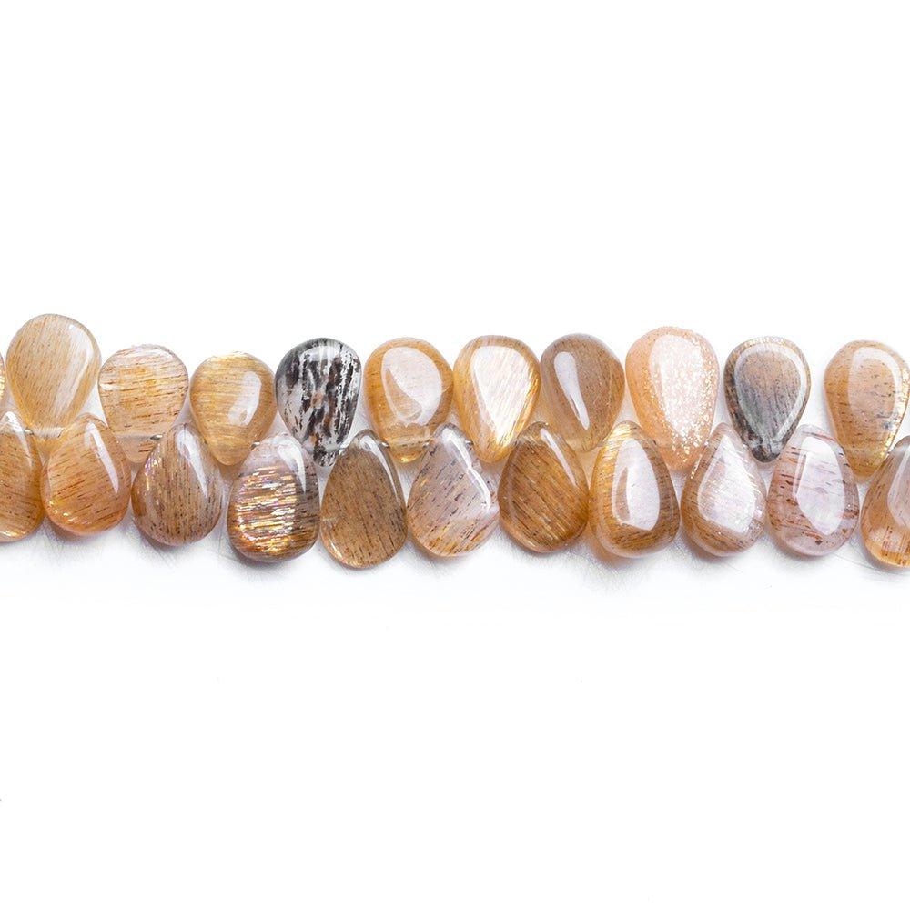 Multi Feldspar Plain Pear Beads 8 inch 70 pieces - The Bead Traders