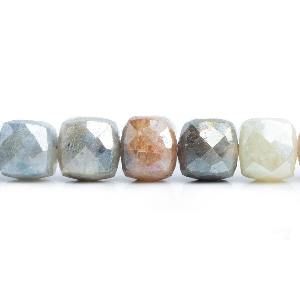 Multi Gemstone Faceted Cube Beads 8 inch 28 pieces - The Bead Traders