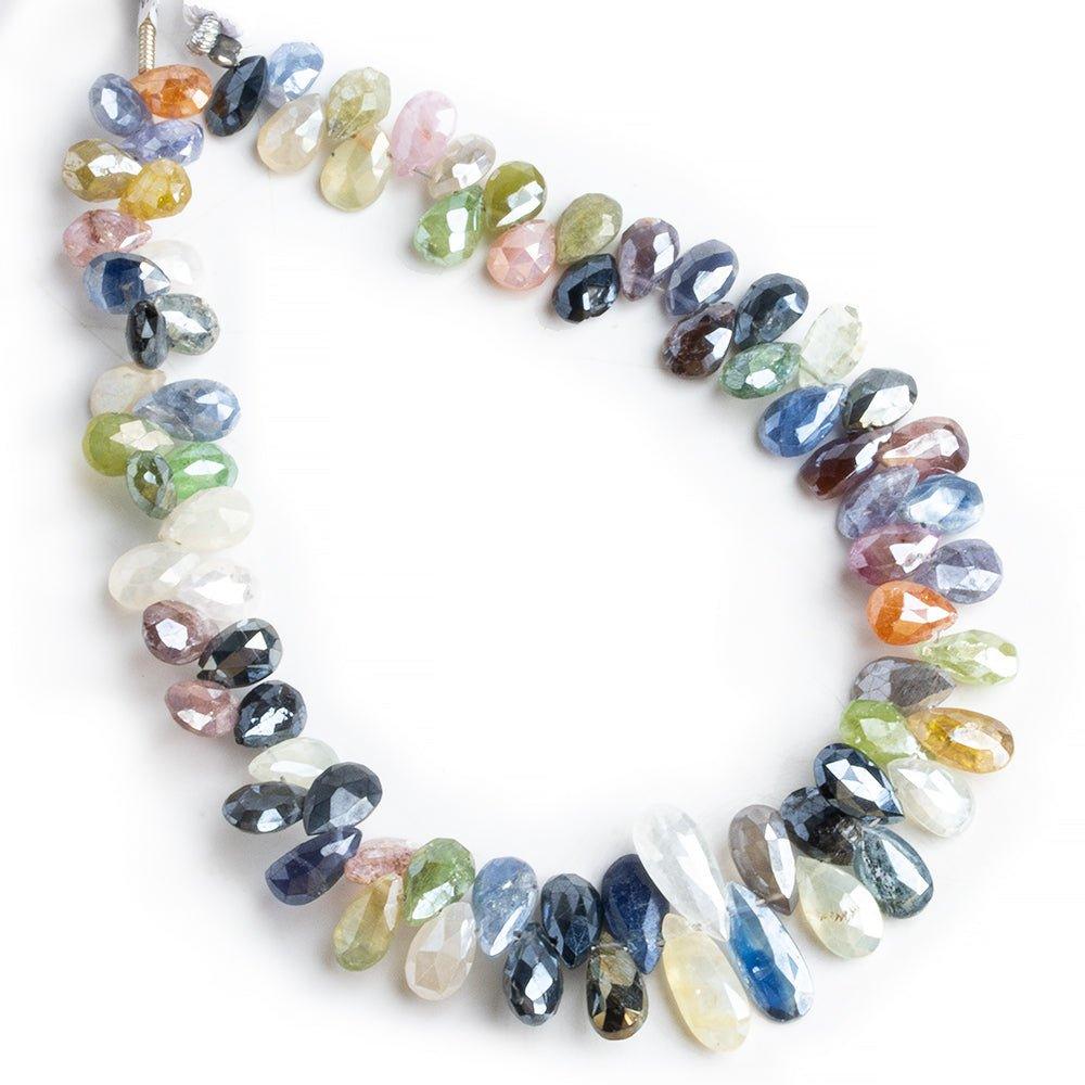 Multi Gemstone Faceted Pear Beads 7.5 inch 65 pieces - The Bead Traders