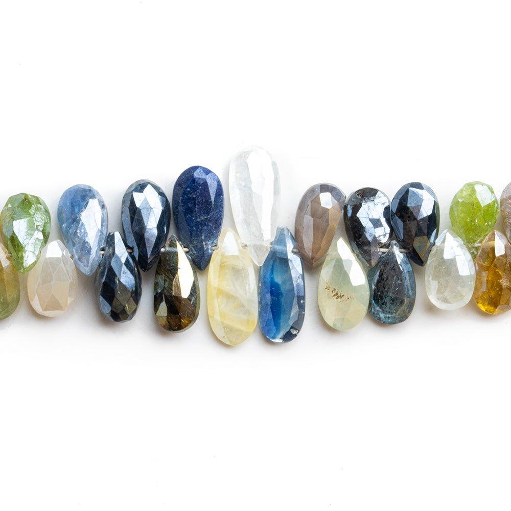 Multi Gemstone Faceted Pear Beads 7.5 inch 65 pieces - The Bead Traders