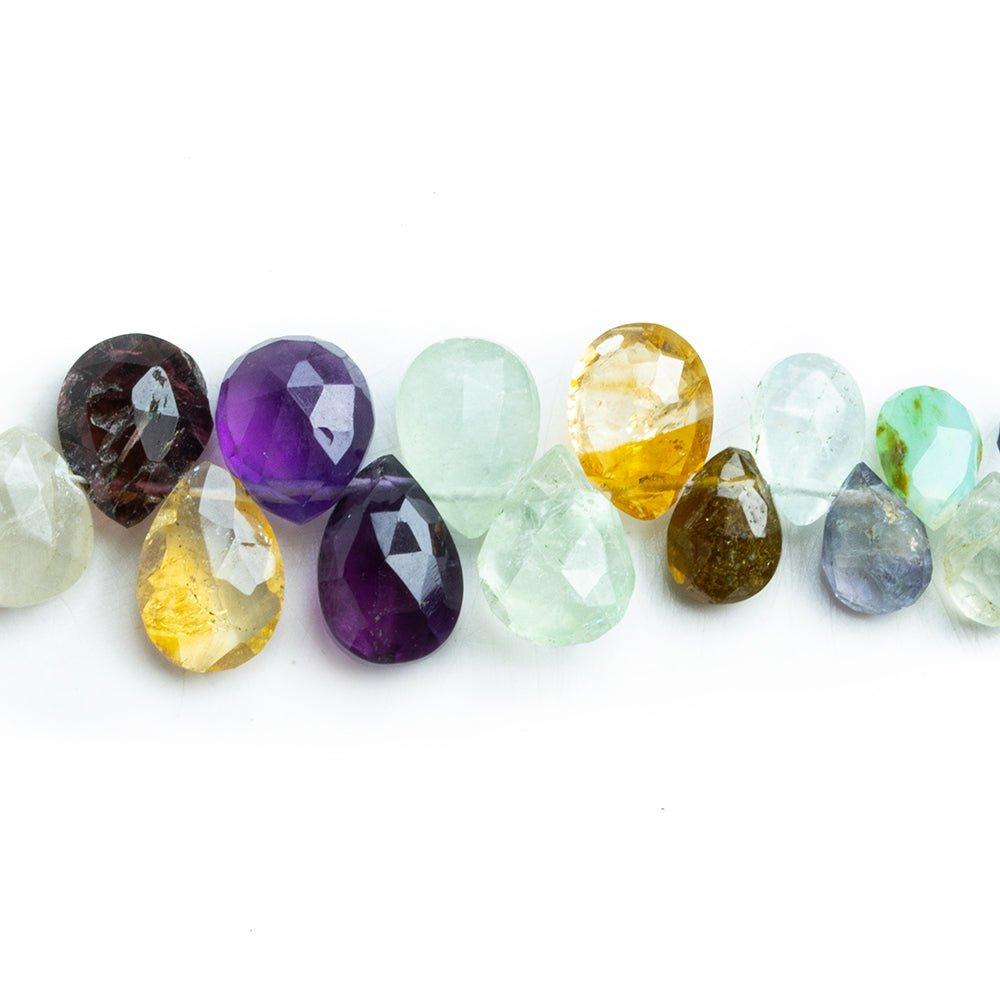 Multi Gemstone Faceted Pear Beads 8 inch 55 pieces - The Bead Traders
