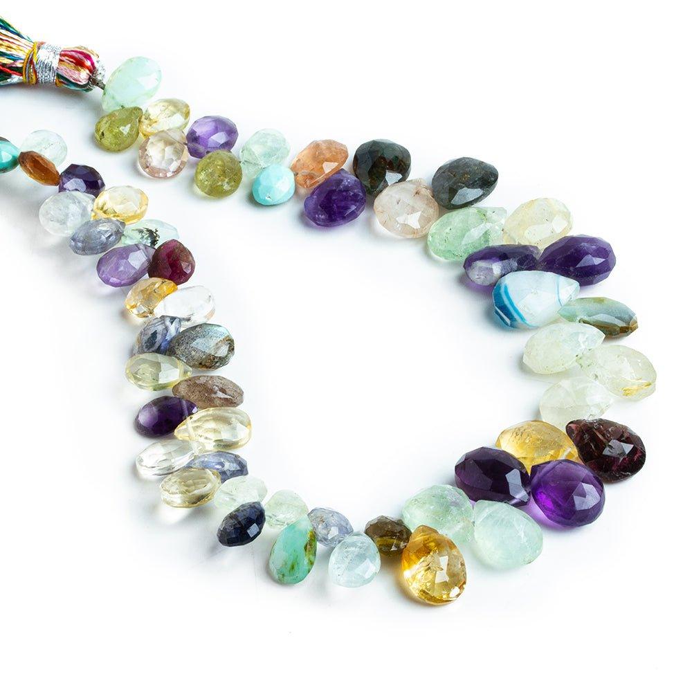 Multi Gemstone Faceted Pear Beads 8 inch 55 pieces - The Bead Traders