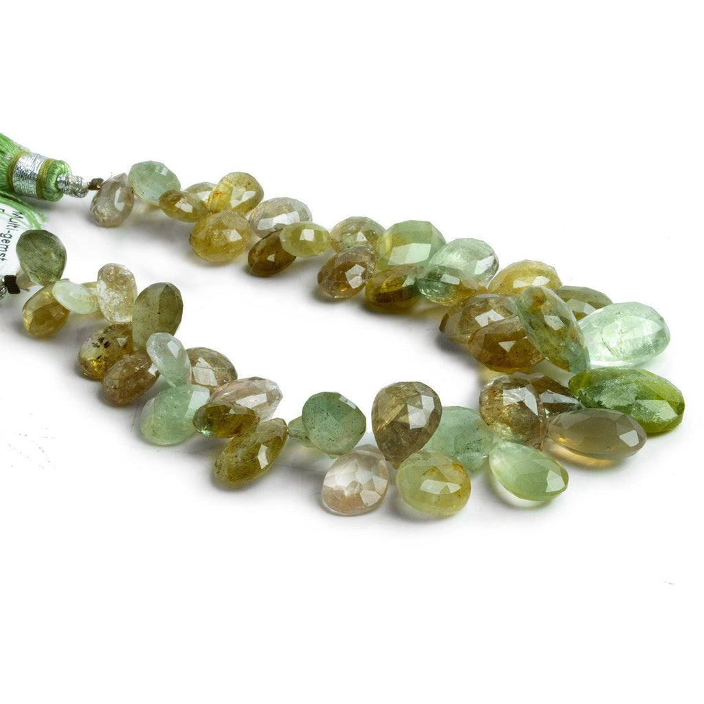 Multi Gemstone Faceted Pears 6 inch 45 beads - The Bead Traders