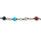 Multi Gemstone faceted rondelle Black Gold Rosary Chain by the foot 39 beads - The Bead Traders
