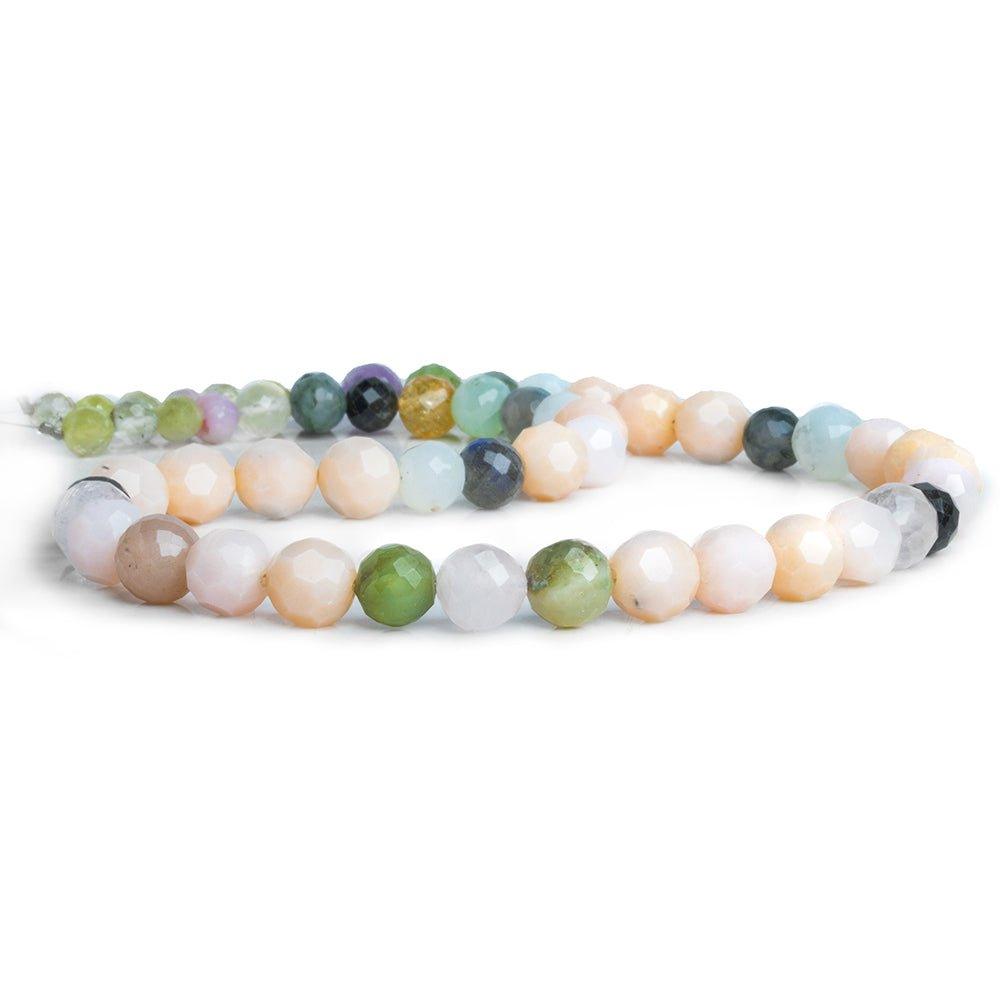 Multi Gemstone Faceted Round Beads 15 inch 55 pieces - The Bead Traders