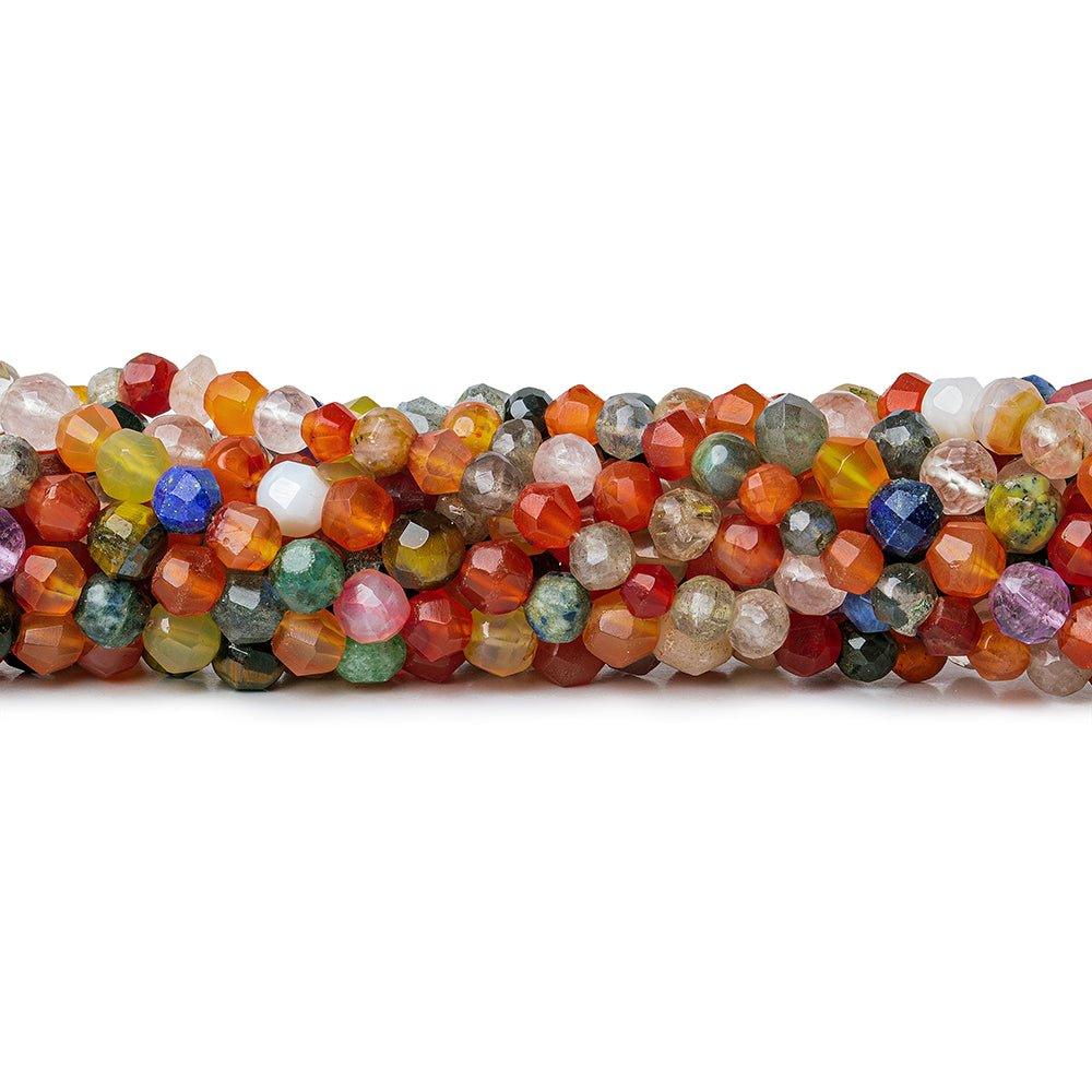 Multi Gemstone Faceted Round Beads, 15" length, 4-6mm diameter, 73 pcs - The Bead Traders