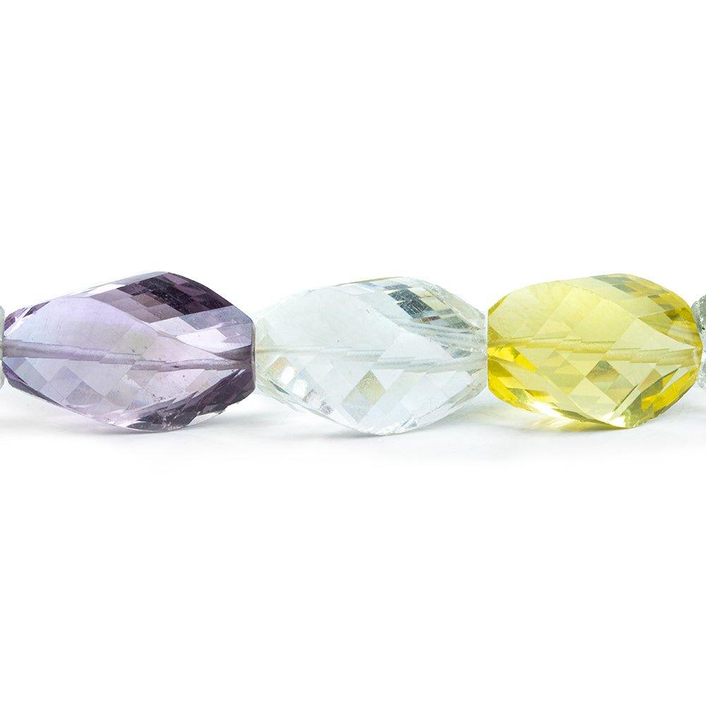 Multi Gemstone Faceted Twist Beads 16 inch 29 pieces - The Bead Traders