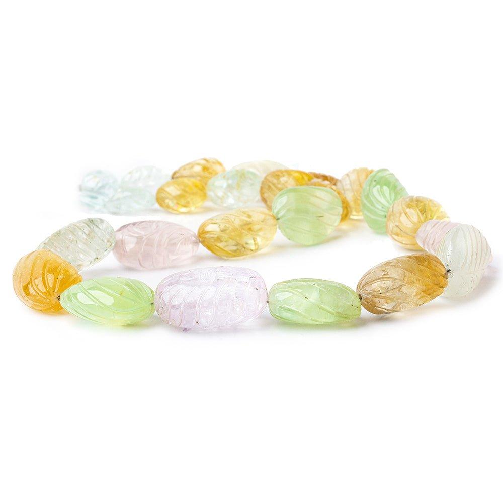 Multi Gemstone hand carved nuggets 16 inch 21 beads 11x8mm - 23x17mm - The Bead Traders