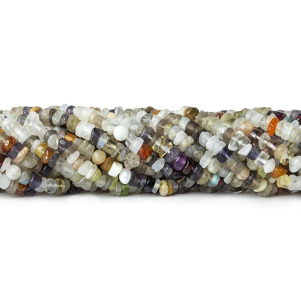 Multi Gemstone native cut plain rondelles 13 inch 150 beads - The Bead Traders