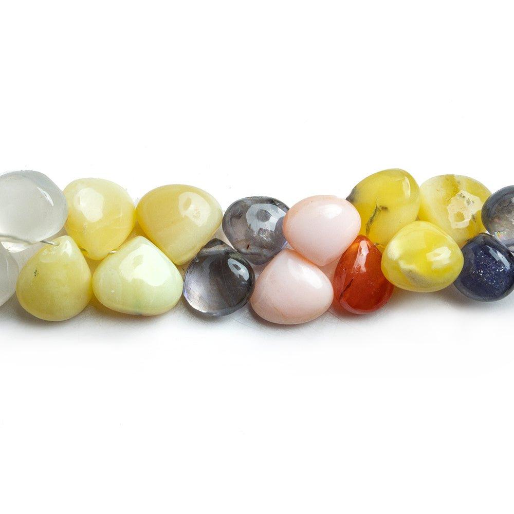 Multi Gemstone Plain Heart Beads 15 inch 90 pieces - The Bead Traders
