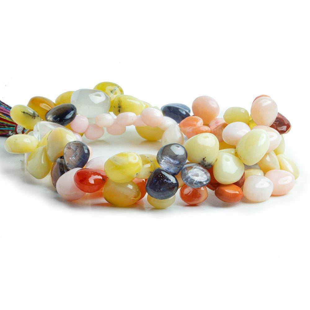 Multi Gemstone Plain Heart Beads 15 inch 90 pieces - The Bead Traders