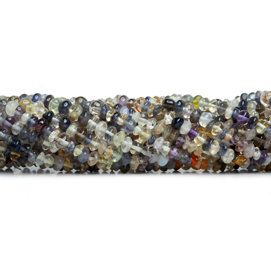 Multi Gemstone Plain Lentil Rondelles 13 inches 90 pieces - The Bead Traders