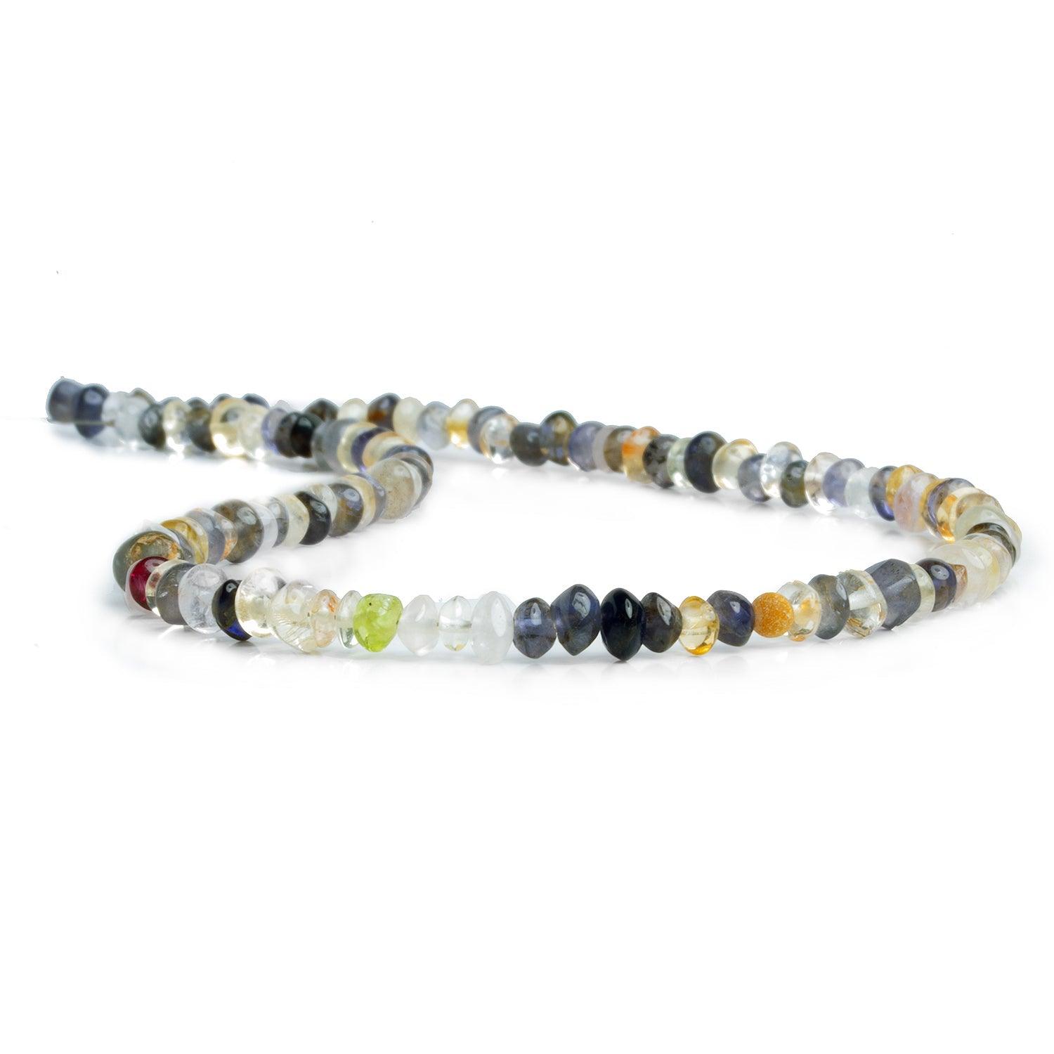 Multi Gemstone Plain Lentil Rondelles 13 inches 90 pieces - The Bead Traders
