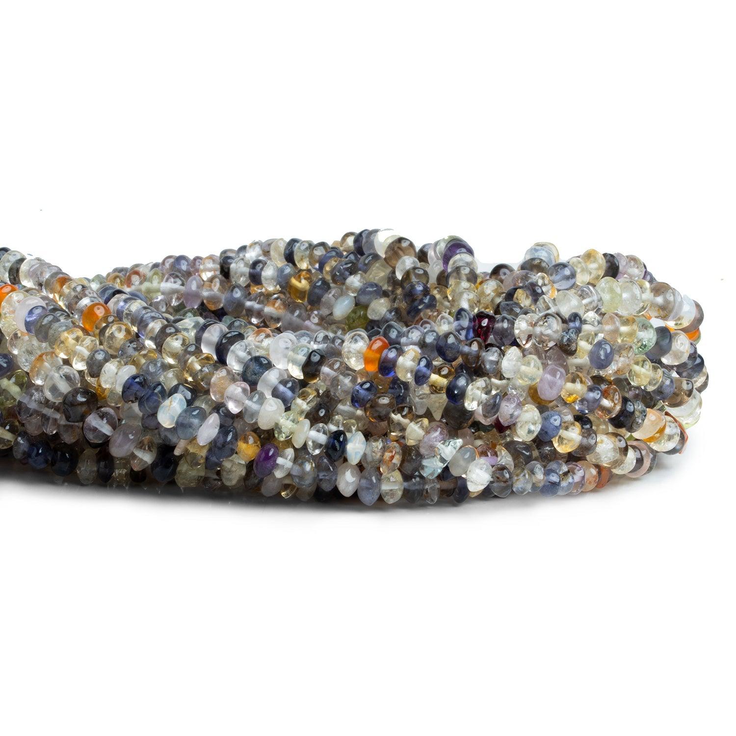 Multi Gemstone Plain Lentil Rondelles 13 inches 90 pieces - The Bead Traders
