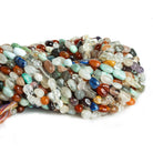 Multi Gemstone Plain Nuggets 12 inch 35 beads - The Bead Traders