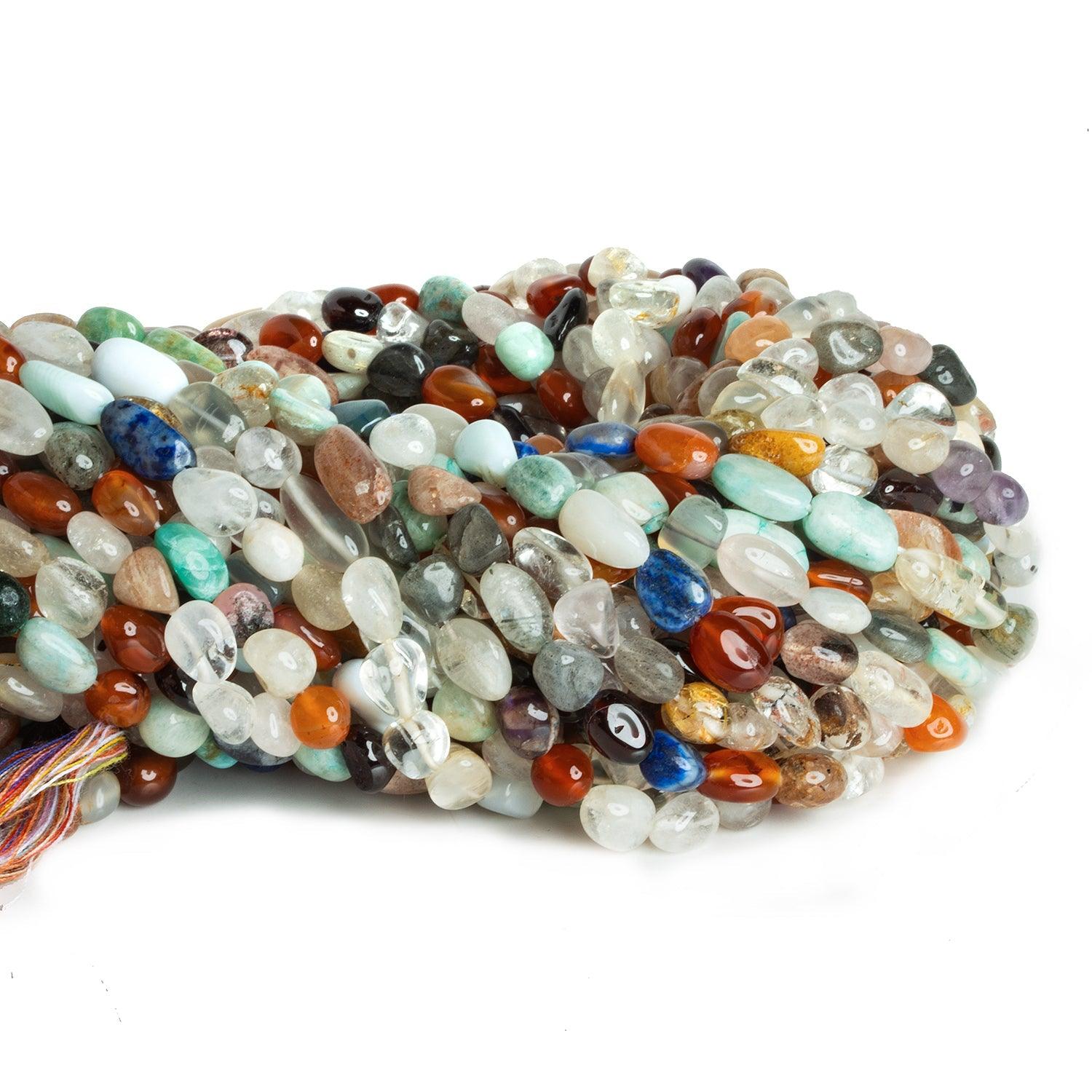 Multi Gemstone Plain Nuggets 12 inch 35 beads - The Bead Traders