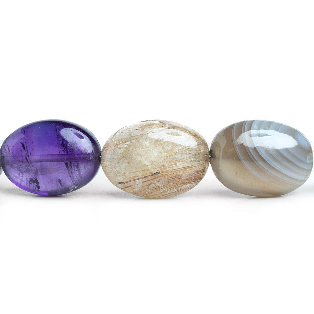 Multi Gemstone Plain Oval Beads 16 inch 26 pieces AA Quality - The Bead Traders