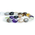 Multi Gemstone Plain Oval Beads 16 inch 26 pieces AA Quality - The Bead Traders