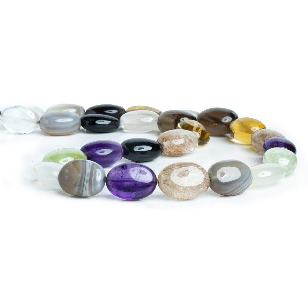 Multi Gemstone Plain Oval Beads 16 inch 26 pieces AA Quality - The Bead Traders