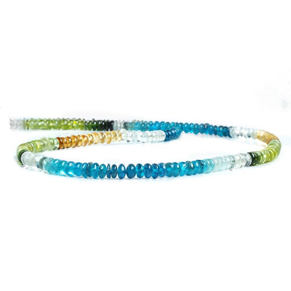 Multi Gemstone Plain Rondelle Beads 18 inch 200 pieces - The Bead Traders