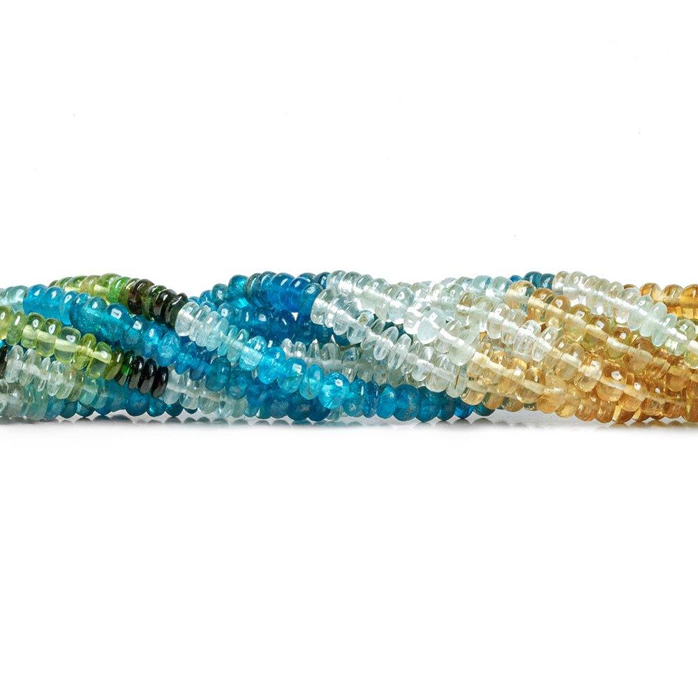 Multi Gemstone Plain Rondelle Beads 18 inch 200 pieces - The Bead Traders