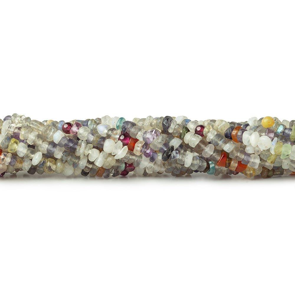 Multi Gemstone plain rondelles 13 inch 145 beads 3-4mm - The Bead Traders
