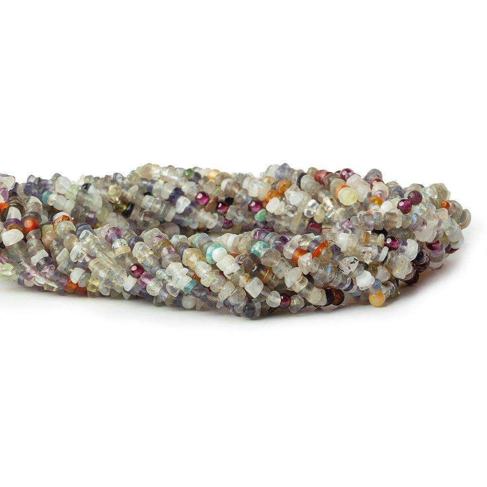 Multi Gemstone plain rondelles 13 inch 145 beads 3-4mm - The Bead Traders
