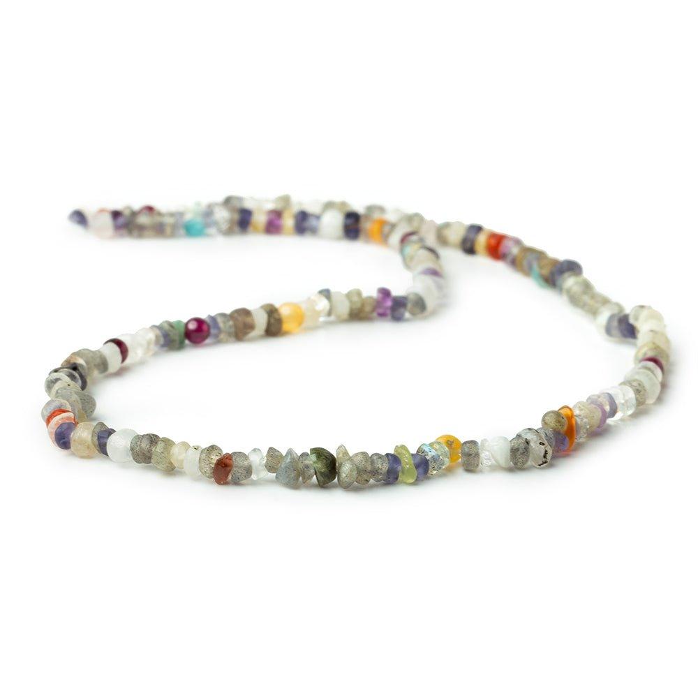 Multi Gemstone plain rondelles 13 inch 145 beads 3-4mm - The Bead Traders