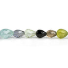 Multi Gemstone Straight Drilled Faceted Teardrop Beads 15 inch 54 pieces - The Bead Traders