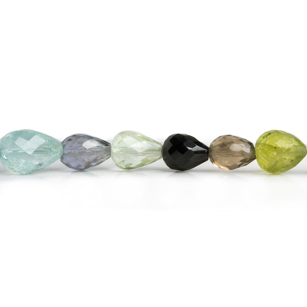 Multi Gemstone Straight Drilled Faceted Teardrop Beads 15 inch 54 pieces - The Bead Traders