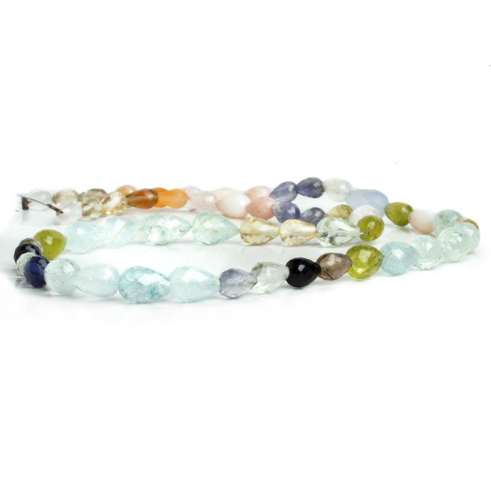 Multi Gemstone Straight Drilled Faceted Teardrop Beads 15 inch 54 pieces - The Bead Traders