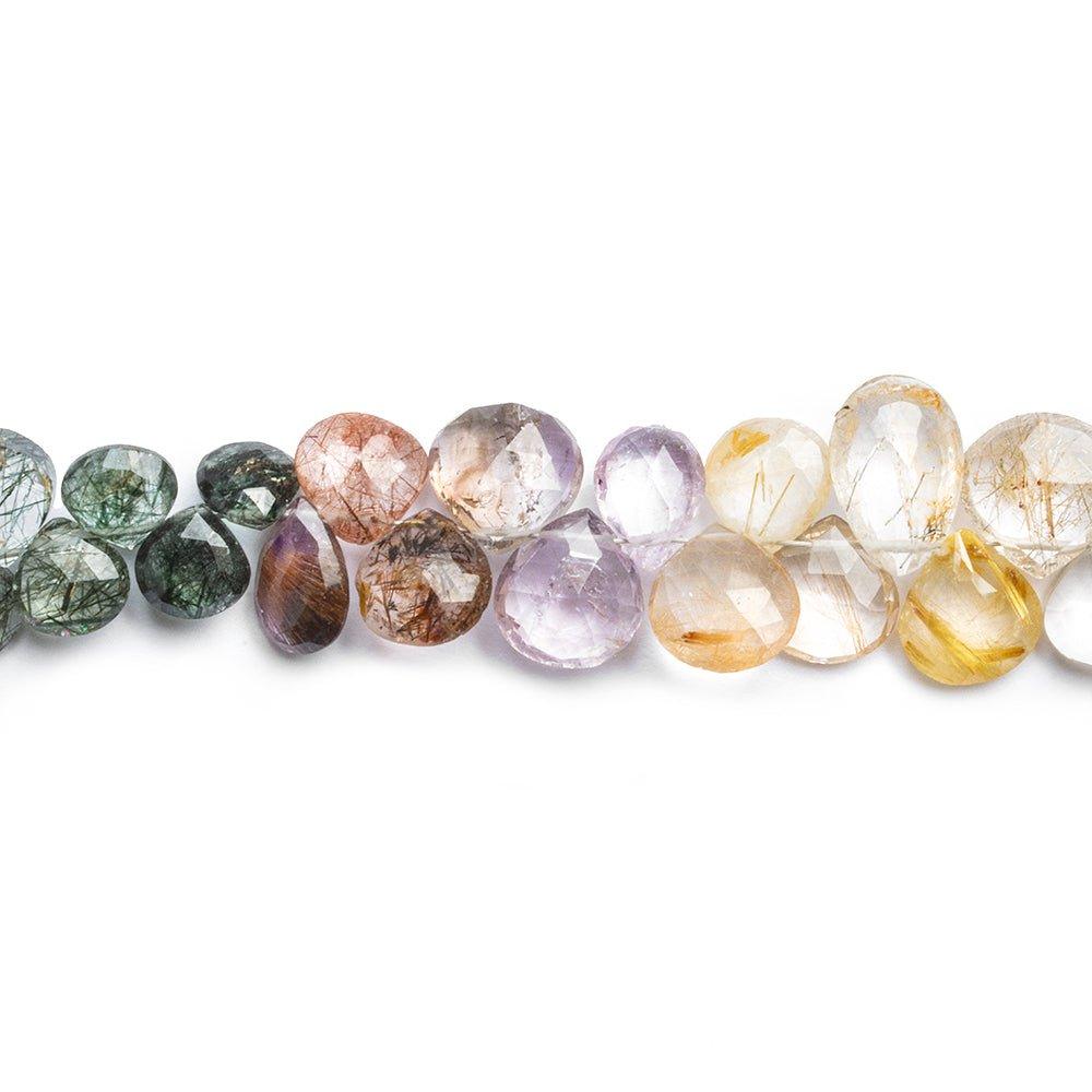 Multi Gemstone Tourmalinated & Rutilated Beads 7 inch 50 pieces - The Bead Traders