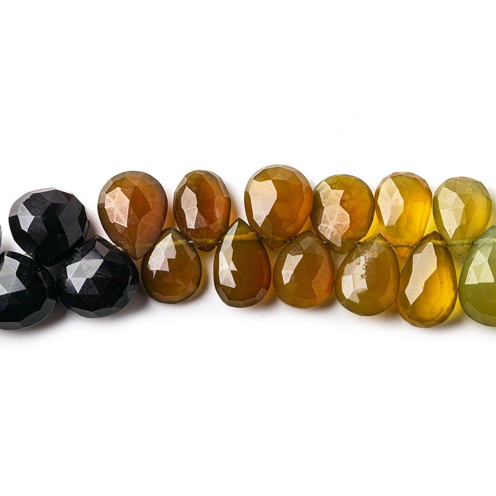 Multi-Golden Chalcedony faceted pears 8 inch 9x6-13x9mm - The Bead Traders