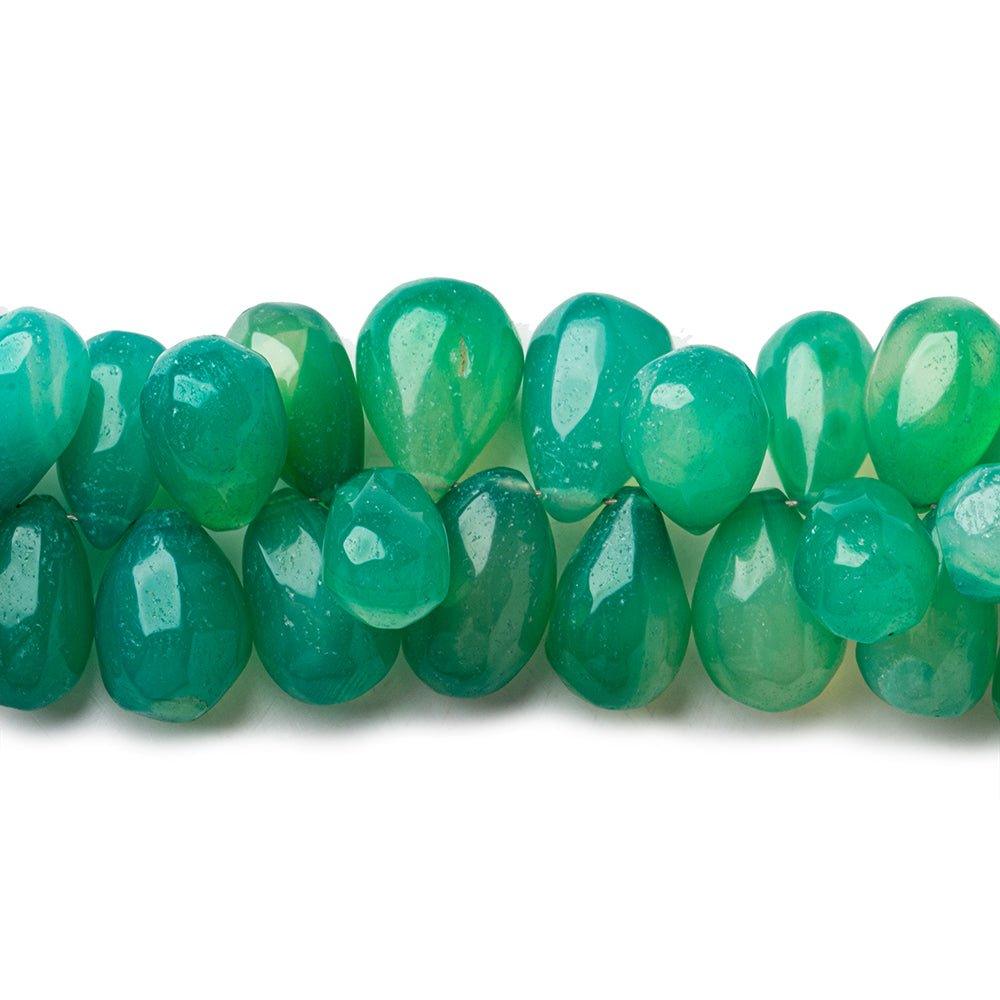 Multi Mint Green Chalcedony plain teardrops 8 inch 73 beads 11x7-13x7mm - The Bead Traders