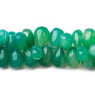 Multi Mint Green Chalcedony plain teardrops 8 inch 73 beads 11x7-13x7mm - The Bead Traders