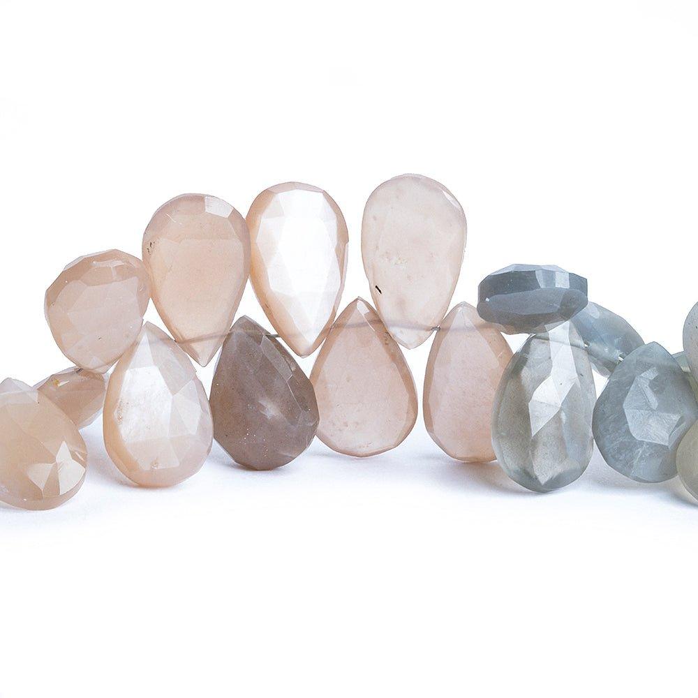 Multi Moonstone Faceted Pear Beads 8 inch 45 pieces - The Bead Traders