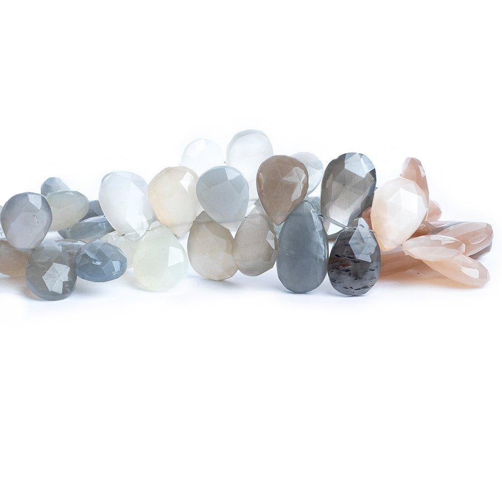 Multi Moonstone Faceted Pear Beads 8 inch 45 pieces - The Bead Traders